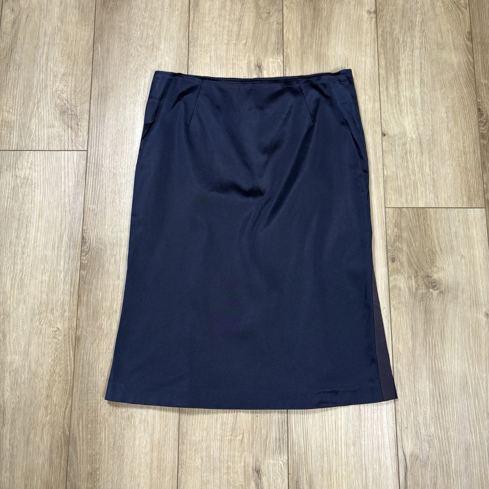 Moschino Jeans Womens Sz 6 Navy Side Zip Pencil Skirt Mid Thigh‎ Length Lined